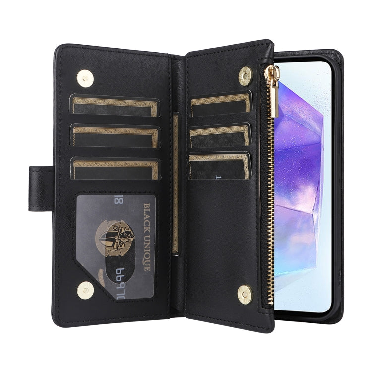 For Samsung Galaxy A55 5G Crossbody Zipper Wallet Rhombus Leather Phone Case