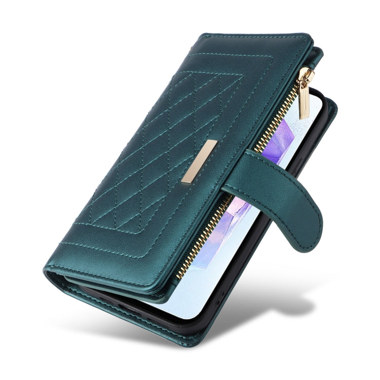 For Samsung Galaxy A55 5G Crossbody Zipper Wallet Rhombus Leather Phone Case
