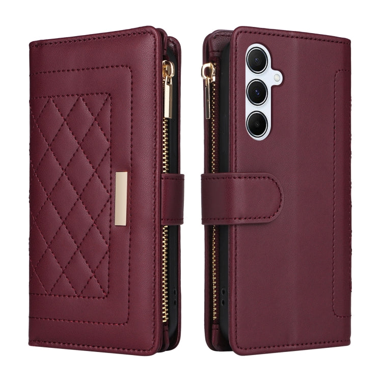 For Samsung Galaxy A55 5G Crossbody Zipper Wallet Rhombus Leather Phone Case