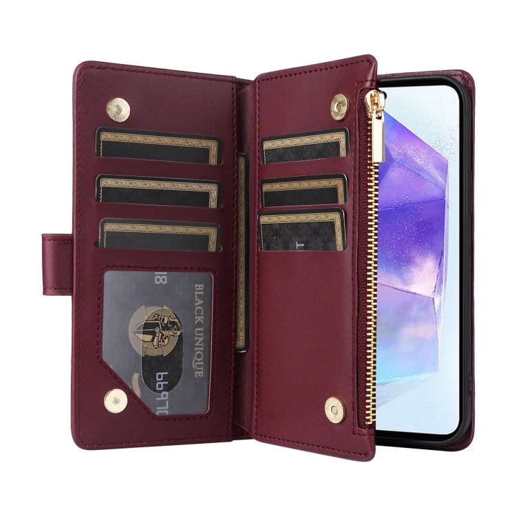 For Samsung Galaxy A55 5G Crossbody Zipper Wallet Rhombus Leather Phone Case