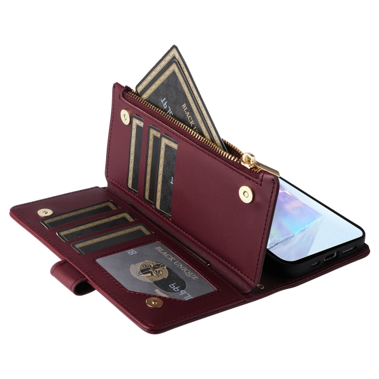 For Samsung Galaxy A55 5G Crossbody Zipper Wallet Rhombus Leather Phone Case