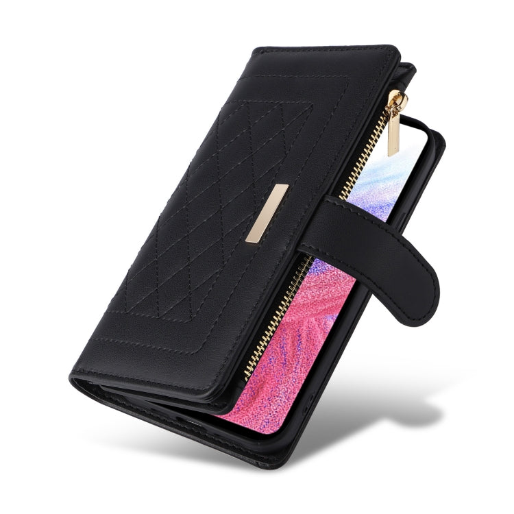 For Samsung Galaxy A73 5G Crossbody Zipper Wallet Rhombus Leather Phone Case
