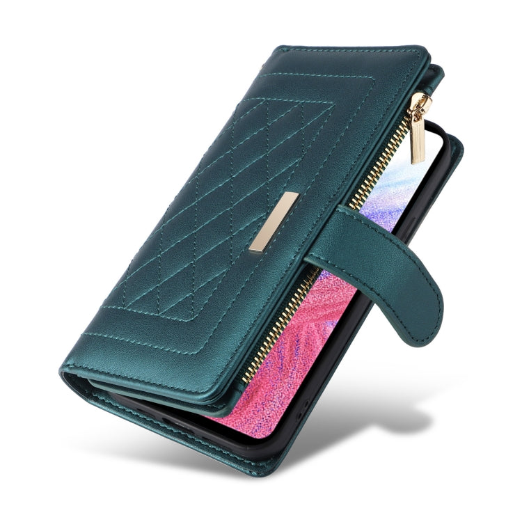 For Samsung Galaxy A73 5G Crossbody Zipper Wallet Rhombus Leather Phone Case