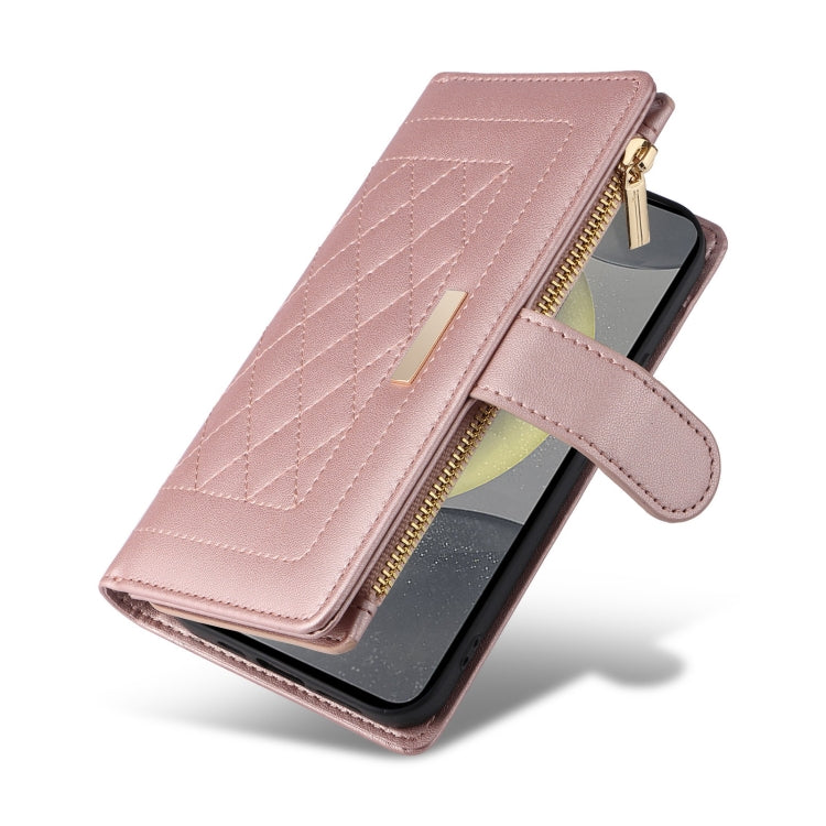 For Samsung Galaxy S24 5G Crossbody Zipper Wallet Rhombus Leather Phone Case