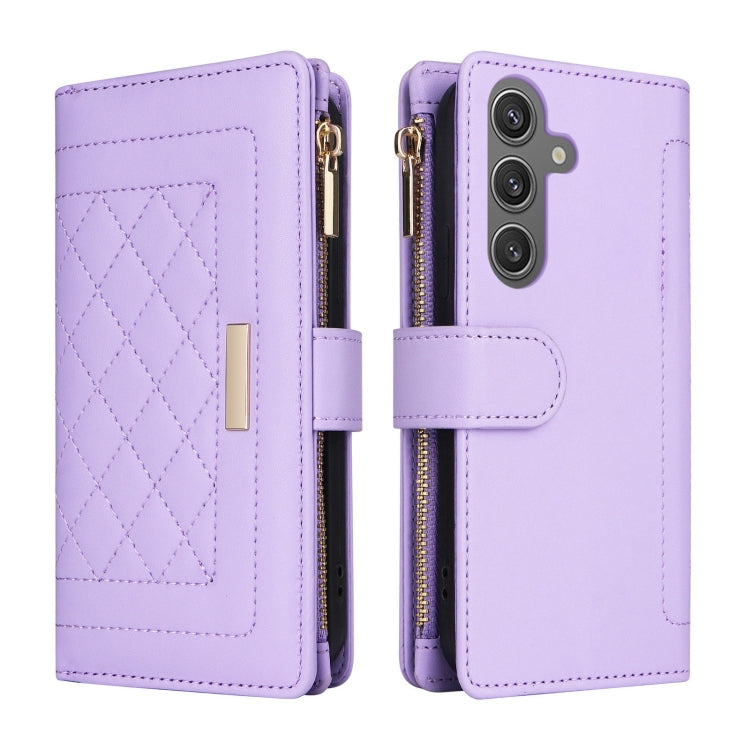For Samsung Galaxy S24 5G Crossbody Zipper Wallet Rhombus Leather Phone Case