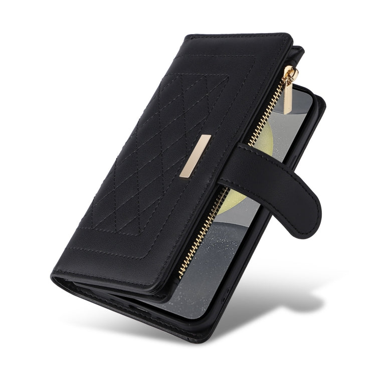 For Samsung Galaxy S24 5G Crossbody Zipper Wallet Rhombus Leather Phone Case