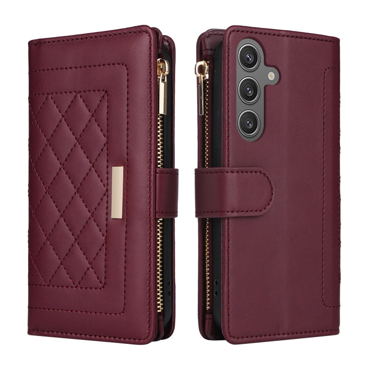 For Samsung Galaxy S24 5G Crossbody Zipper Wallet Rhombus Leather Phone Case