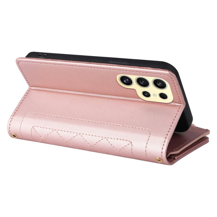 For Samsung Galaxy S24 Ultra 5G Crossbody Zipper Wallet Rhombus Leather Phone Case