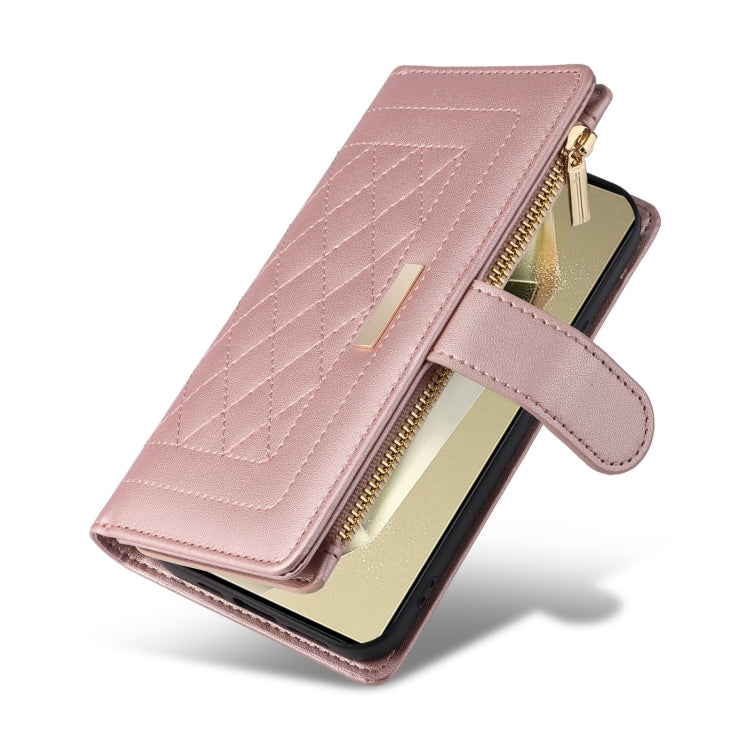 For Samsung Galaxy S24 Ultra 5G Crossbody Zipper Wallet Rhombus Leather Phone Case