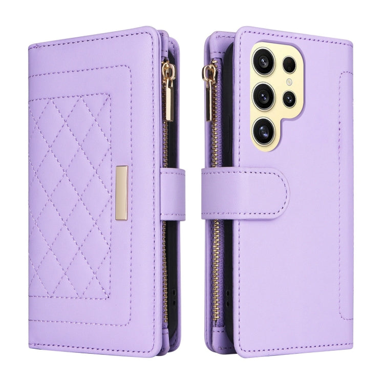For Samsung Galaxy S24 Ultra 5G Crossbody Zipper Wallet Rhombus Leather Phone Case