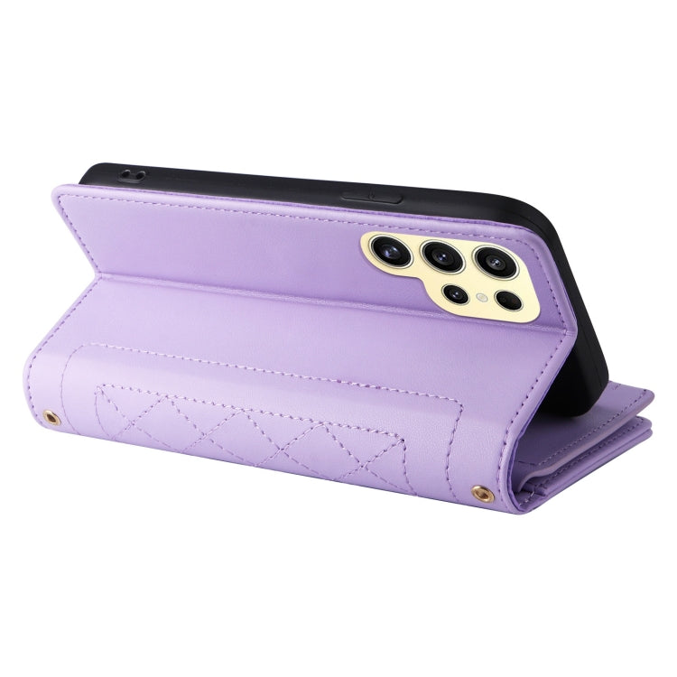 For Samsung Galaxy S24 Ultra 5G Crossbody Zipper Wallet Rhombus Leather Phone Case