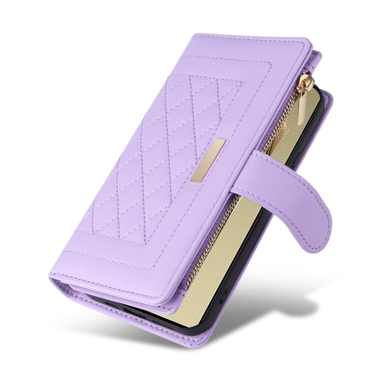 For Samsung Galaxy S24 Ultra 5G Crossbody Zipper Wallet Rhombus Leather Phone Case