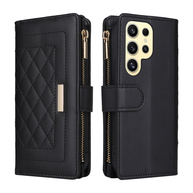 For Samsung Galaxy S24 Ultra 5G Crossbody Zipper Wallet Rhombus Leather Phone Case