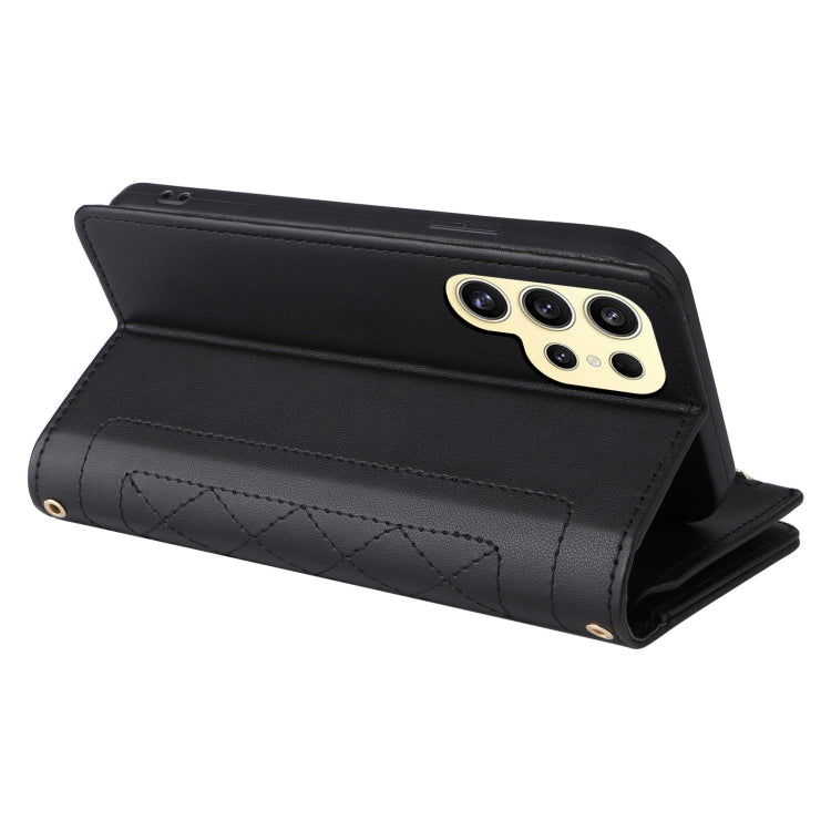 For Samsung Galaxy S24 Ultra 5G Crossbody Zipper Wallet Rhombus Leather Phone Case