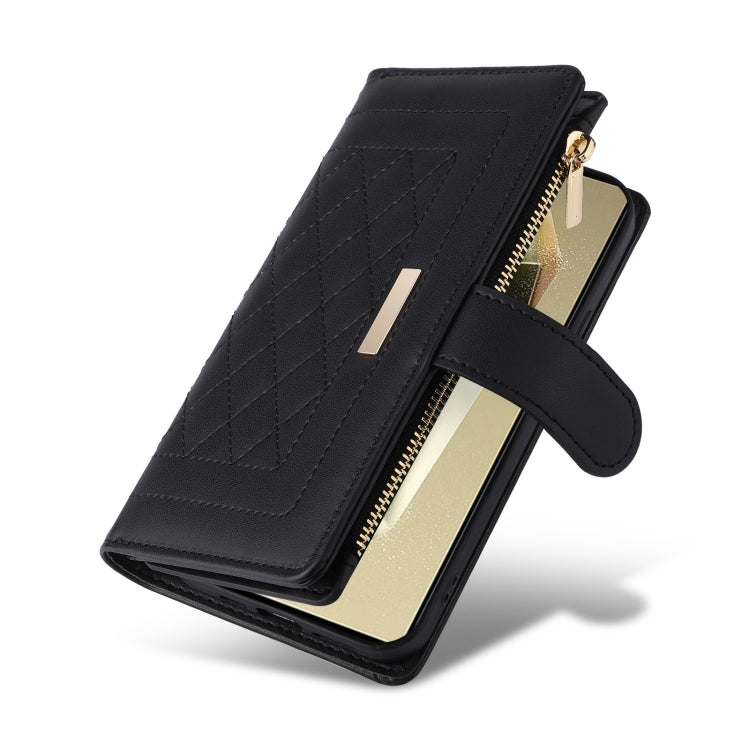 For Samsung Galaxy S24 Ultra 5G Crossbody Zipper Wallet Rhombus Leather Phone Case