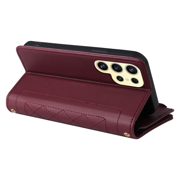 For Samsung Galaxy S24 Ultra 5G Crossbody Zipper Wallet Rhombus Leather Phone Case