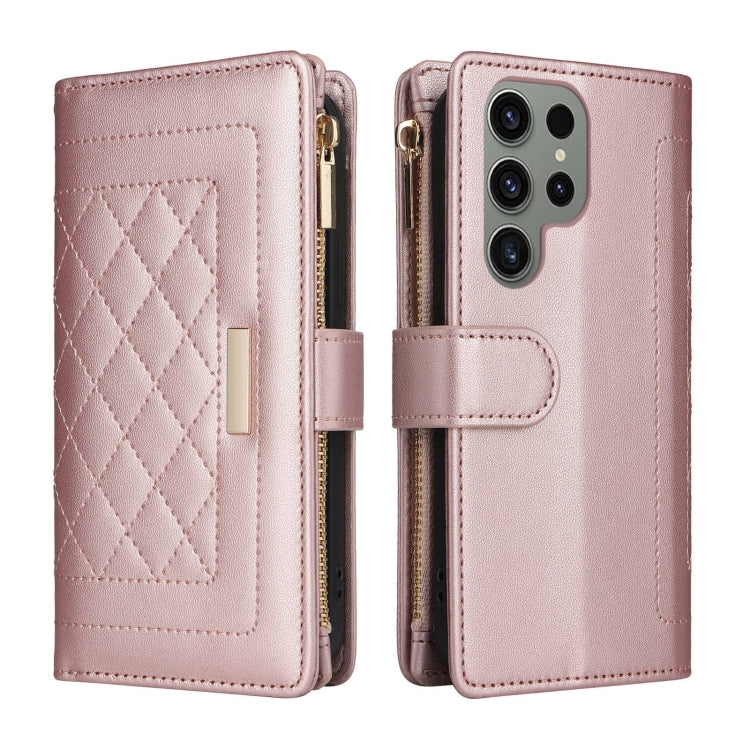 For Samsung Galaxy S23 Ultra 5G Crossbody Zipper Wallet Rhombus Leather Phone Case