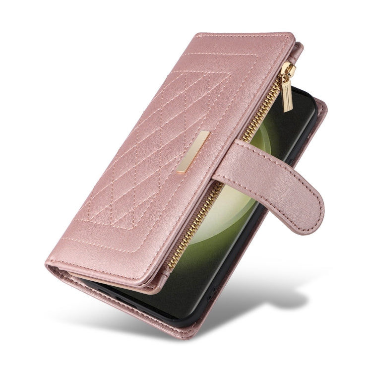 For Samsung Galaxy S23 Ultra 5G Crossbody Zipper Wallet Rhombus Leather Phone Case