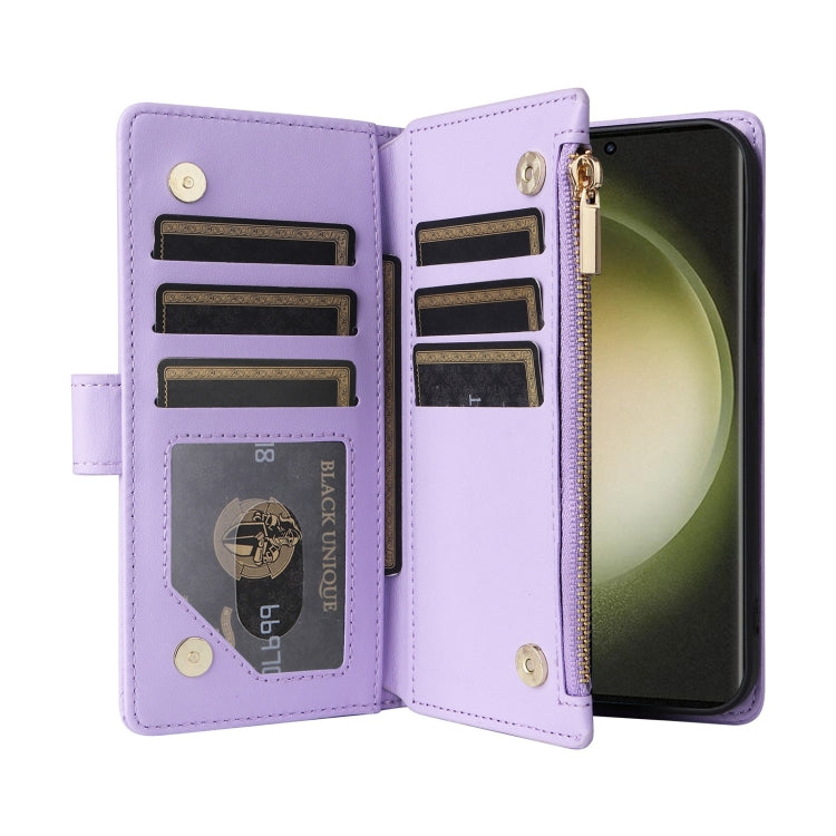 For Samsung Galaxy S23 Ultra 5G Crossbody Zipper Wallet Rhombus Leather Phone Case