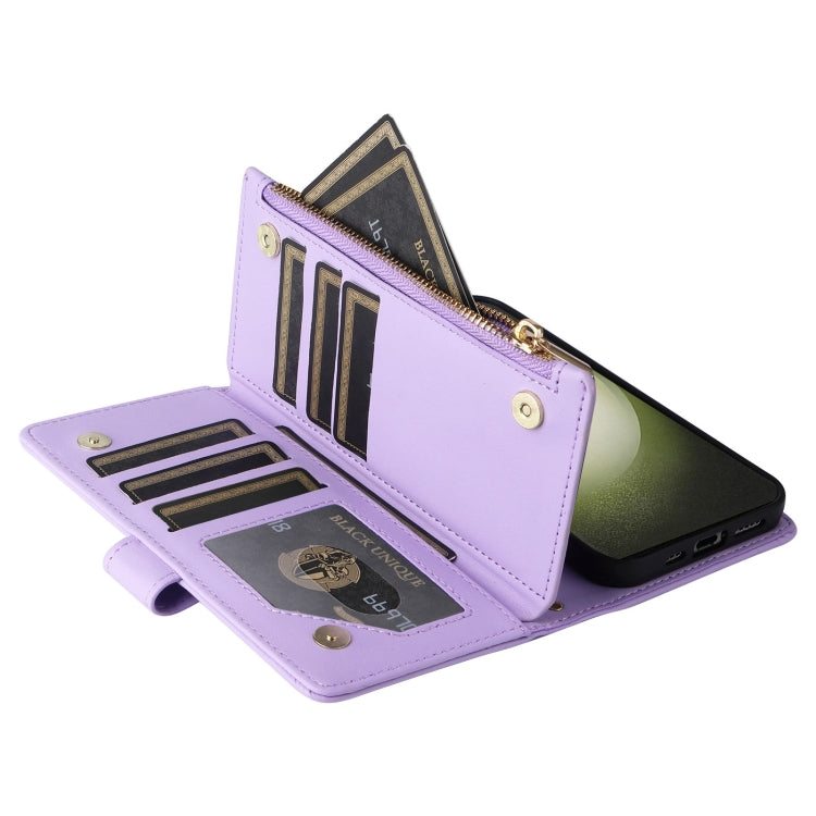 For Samsung Galaxy S23 Ultra 5G Crossbody Zipper Wallet Rhombus Leather Phone Case