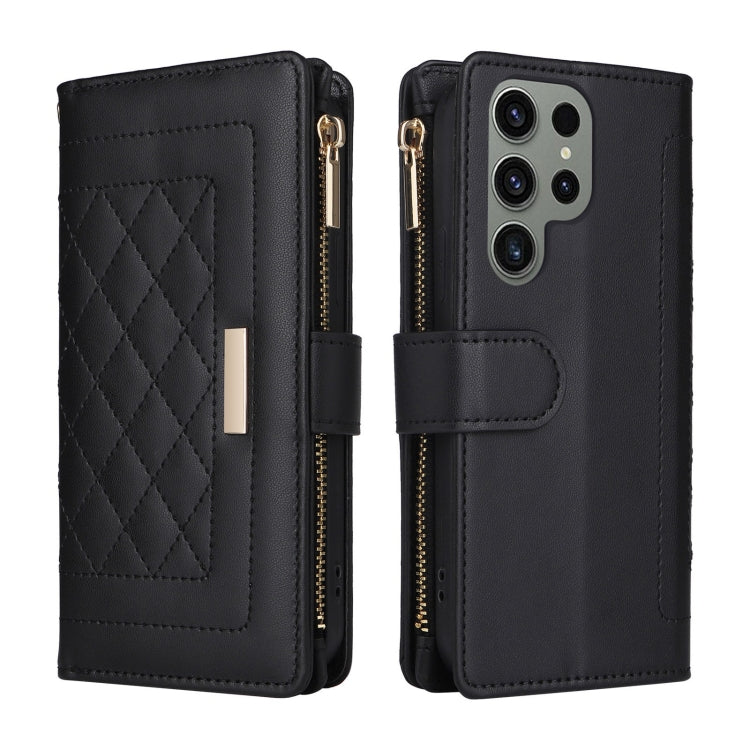For Samsung Galaxy S23 Ultra 5G Crossbody Zipper Wallet Rhombus Leather Phone Case
