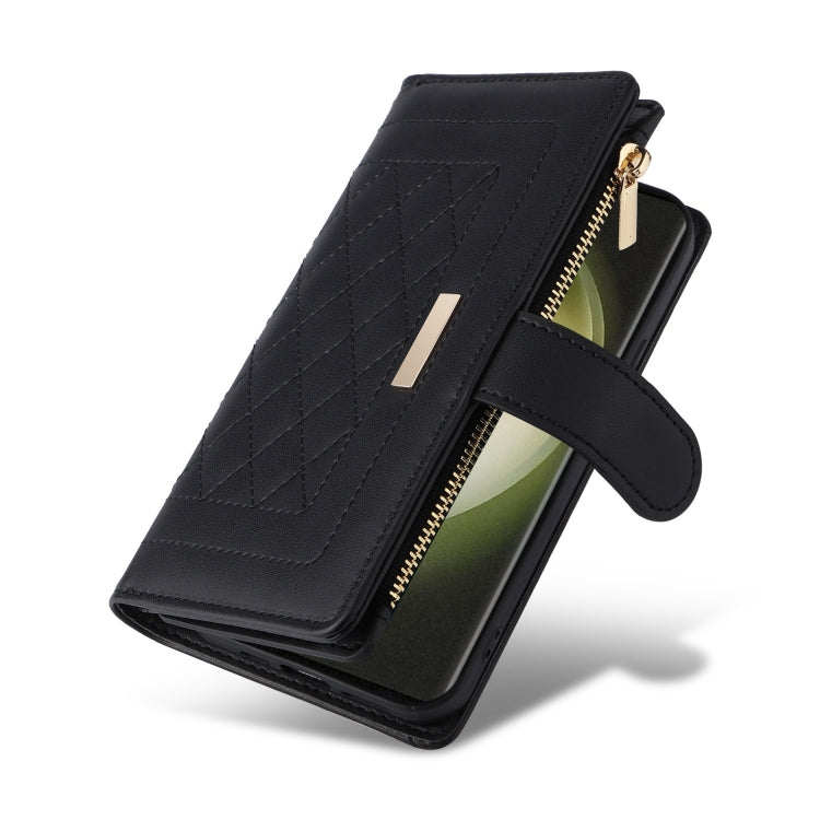 For Samsung Galaxy S23 Ultra 5G Crossbody Zipper Wallet Rhombus Leather Phone Case