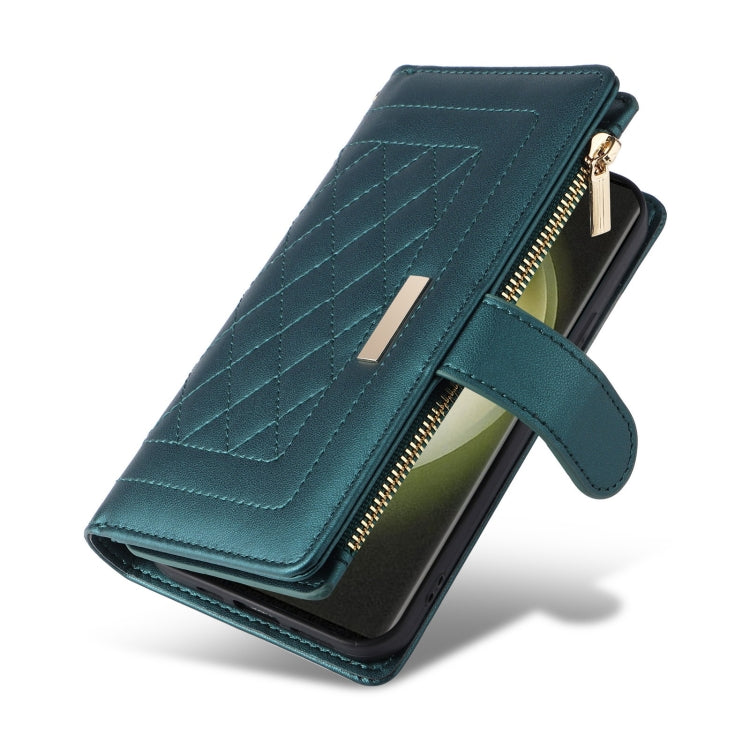 For Samsung Galaxy S23 Ultra 5G Crossbody Zipper Wallet Rhombus Leather Phone Case