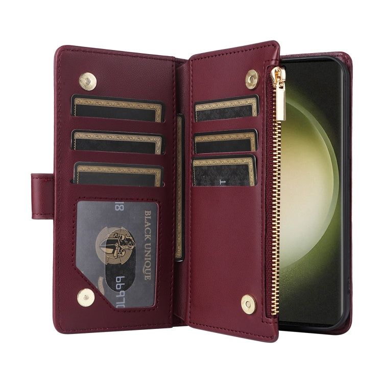 For Samsung Galaxy S23 Ultra 5G Crossbody Zipper Wallet Rhombus Leather Phone Case