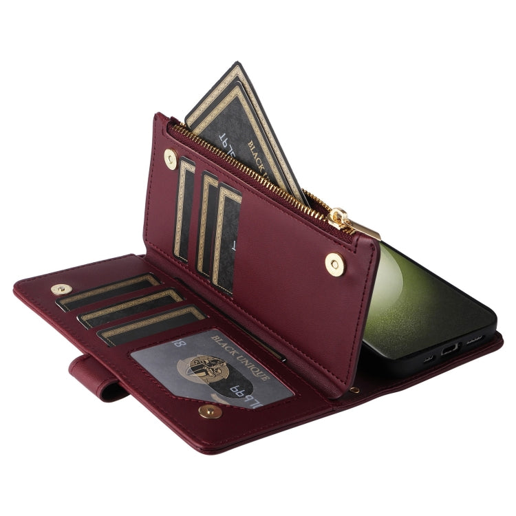 For Samsung Galaxy S23 Ultra 5G Crossbody Zipper Wallet Rhombus Leather Phone Case