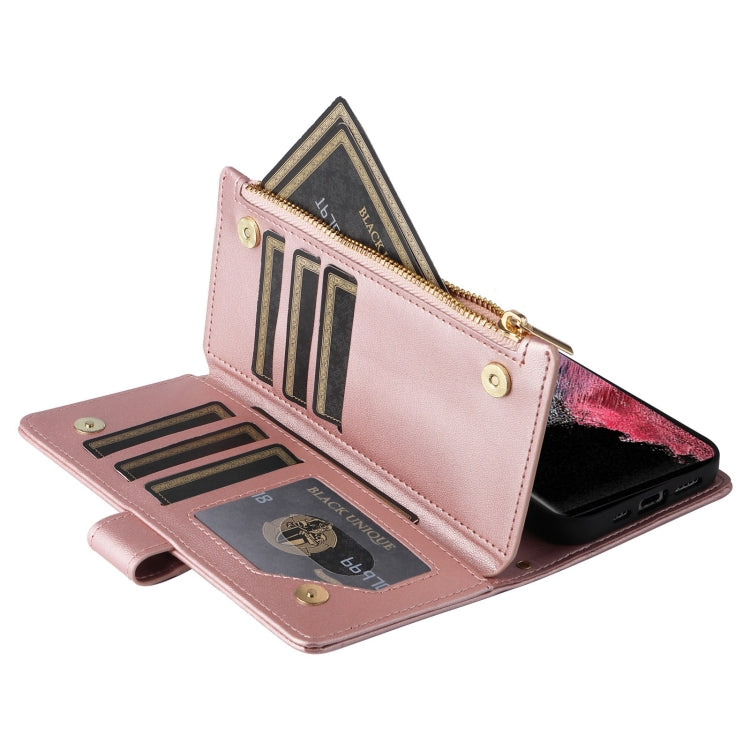 For Samsung Galaxy S22 Ultra 5G Crossbody Zipper Wallet Rhombus Leather Phone Case
