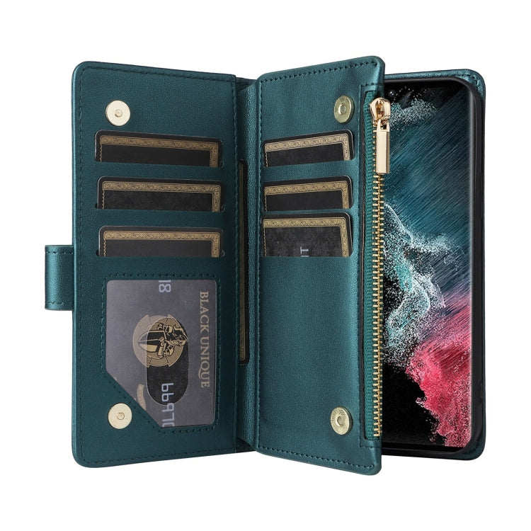 For Samsung Galaxy S22 Ultra 5G Crossbody Zipper Wallet Rhombus Leather Phone Case
