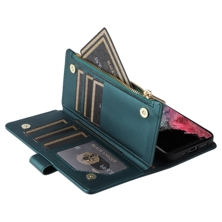 For Samsung Galaxy S22 Ultra 5G Crossbody Zipper Wallet Rhombus Leather Phone Case