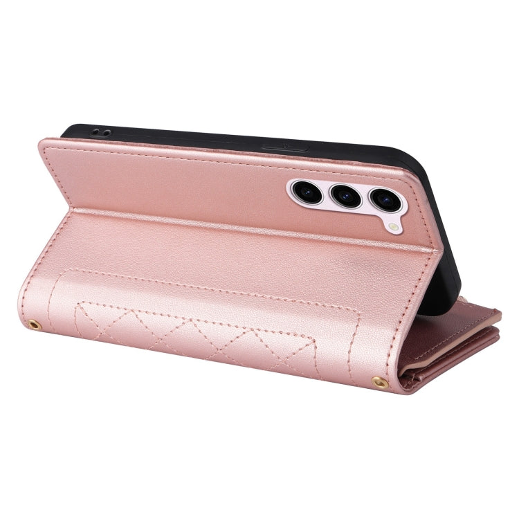 For Samsung Galaxy S23 5G Crossbody Zipper Wallet Rhombus Leather Phone Case