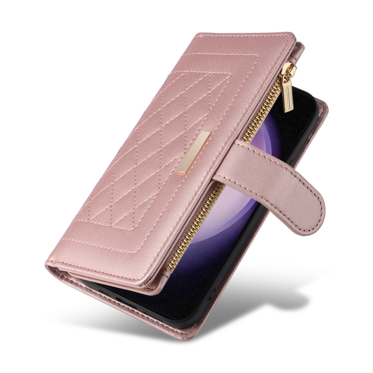 For Samsung Galaxy S23 5G Crossbody Zipper Wallet Rhombus Leather Phone Case