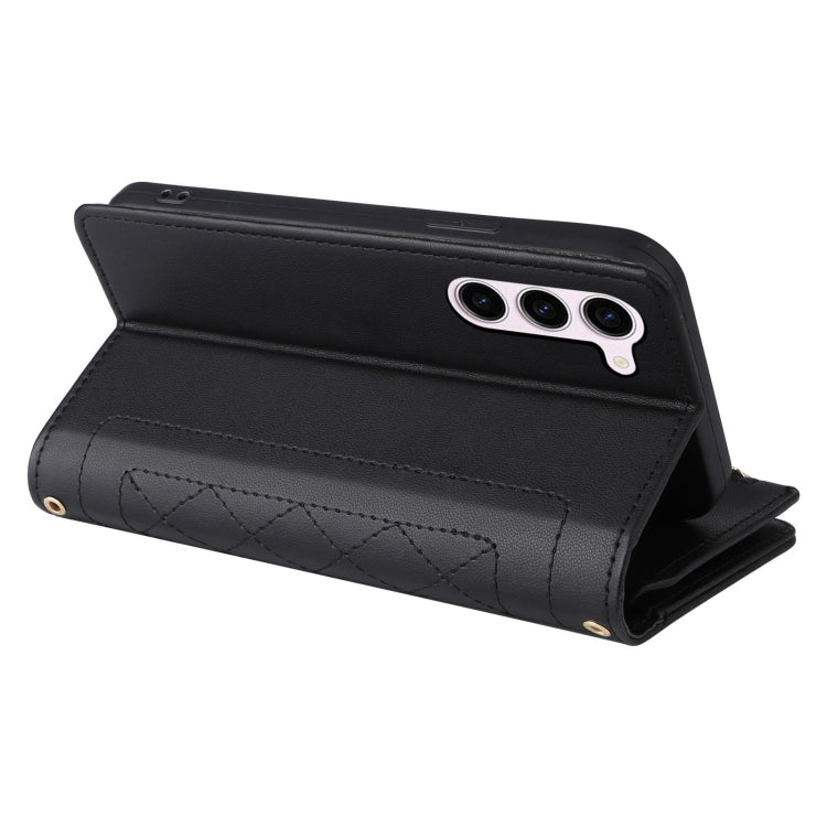 For Samsung Galaxy S23 5G Crossbody Zipper Wallet Rhombus Leather Phone Case