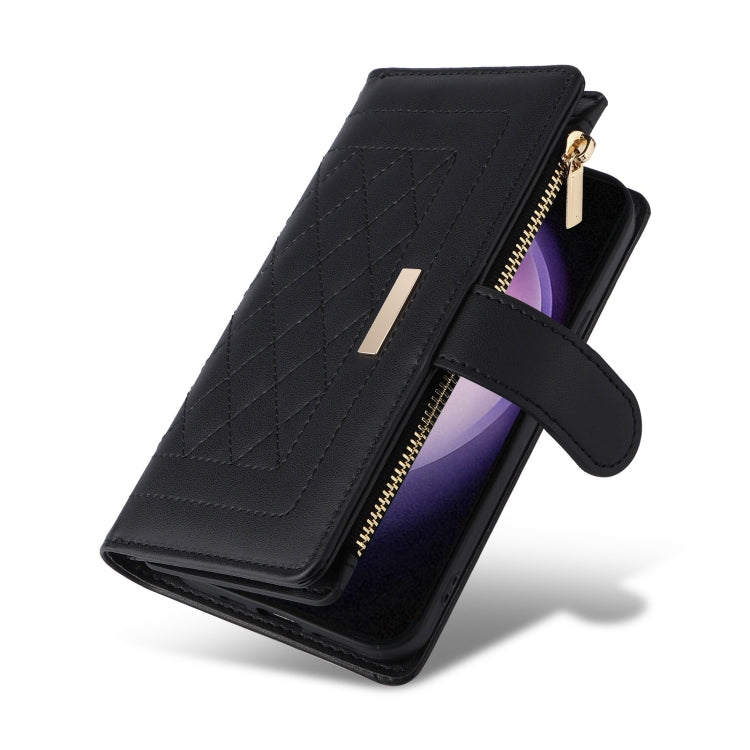 For Samsung Galaxy S23 5G Crossbody Zipper Wallet Rhombus Leather Phone Case