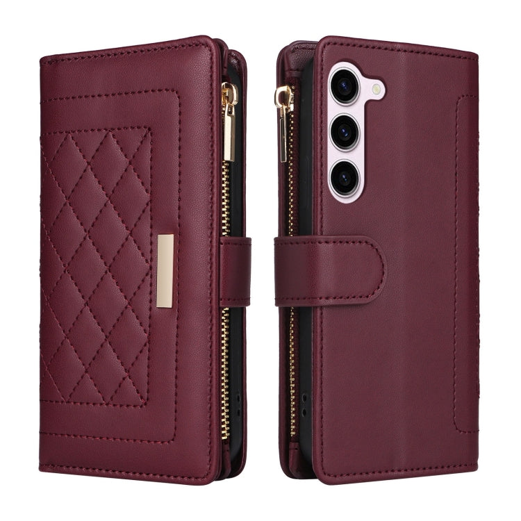 For Samsung Galaxy S23 5G Crossbody Zipper Wallet Rhombus Leather Phone Case