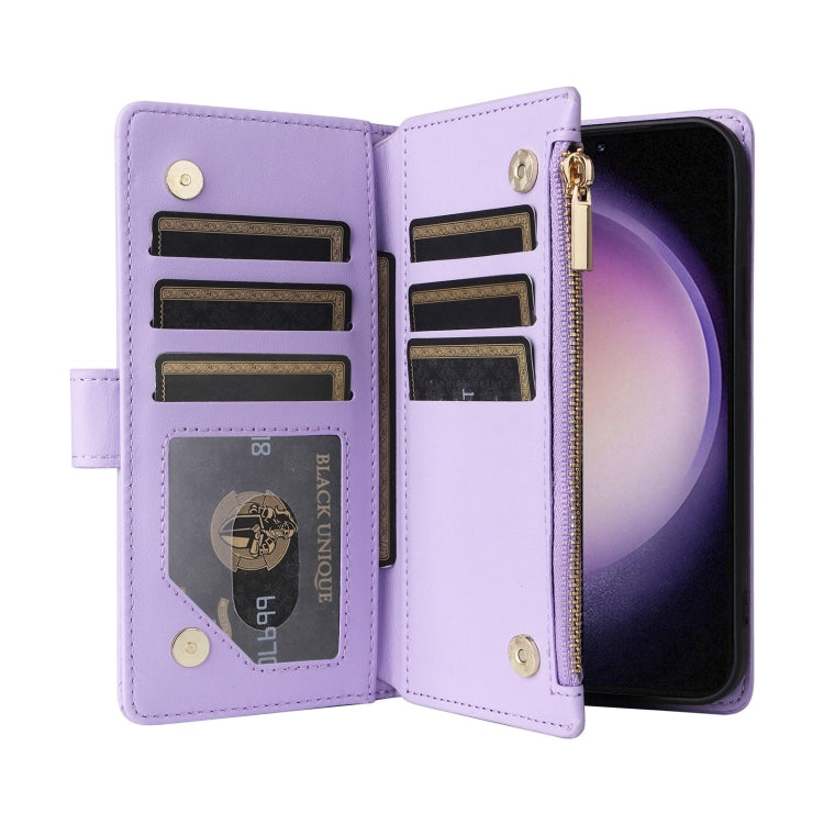 For Samsung Galaxy S23+ 5G Crossbody Zipper Wallet Rhombus Leather Phone Case