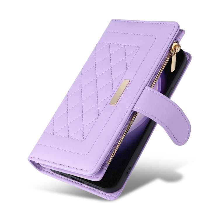 For Samsung Galaxy S23+ 5G Crossbody Zipper Wallet Rhombus Leather Phone Case