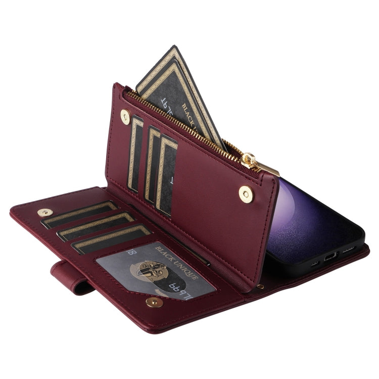 For Samsung Galaxy S23+ 5G Crossbody Zipper Wallet Rhombus Leather Phone Case