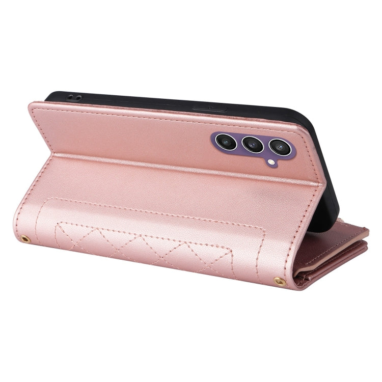 For Samsung Galaxy S23 FE 5G Crossbody Zipper Wallet Rhombus Leather Phone Case