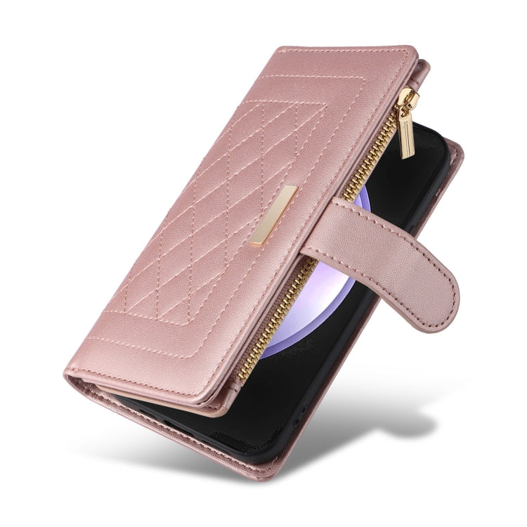 For Samsung Galaxy S23 FE 5G Crossbody Zipper Wallet Rhombus Leather Phone Case