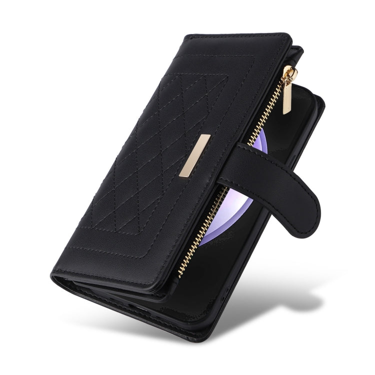 For Samsung Galaxy S23 FE 5G Crossbody Zipper Wallet Rhombus Leather Phone Case