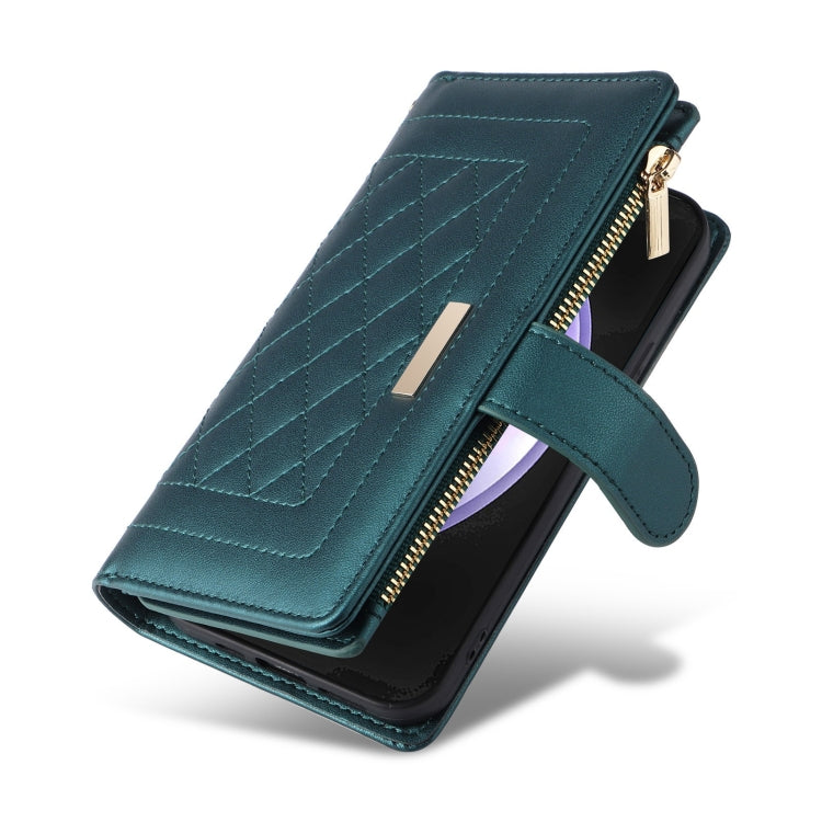 For Samsung Galaxy S23 FE 5G Crossbody Zipper Wallet Rhombus Leather Phone Case