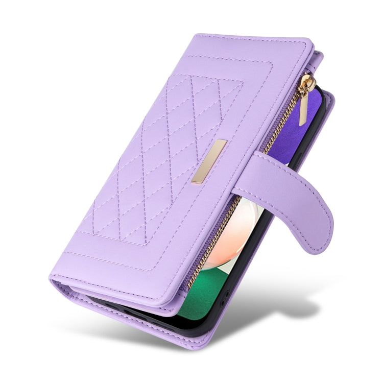 For Samsung Galaxy S22 5G Crossbody Zipper Wallet Rhombus Leather Phone Case
