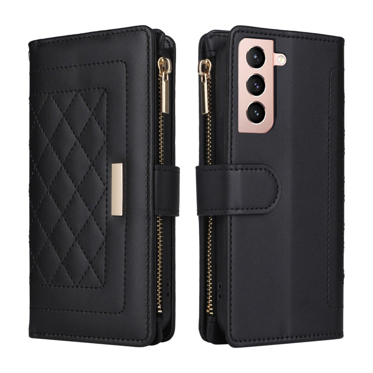 For Samsung Galaxy S22 5G Crossbody Zipper Wallet Rhombus Leather Phone Case