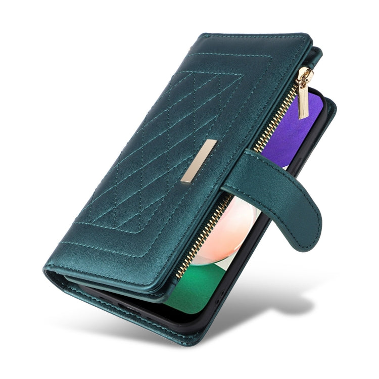 For Samsung Galaxy S22 5G Crossbody Zipper Wallet Rhombus Leather Phone Case