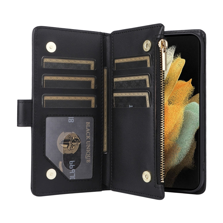 For Samsung Galaxy S21 Ultra 5G Crossbody Zipper Wallet Rhombus Leather Phone Case