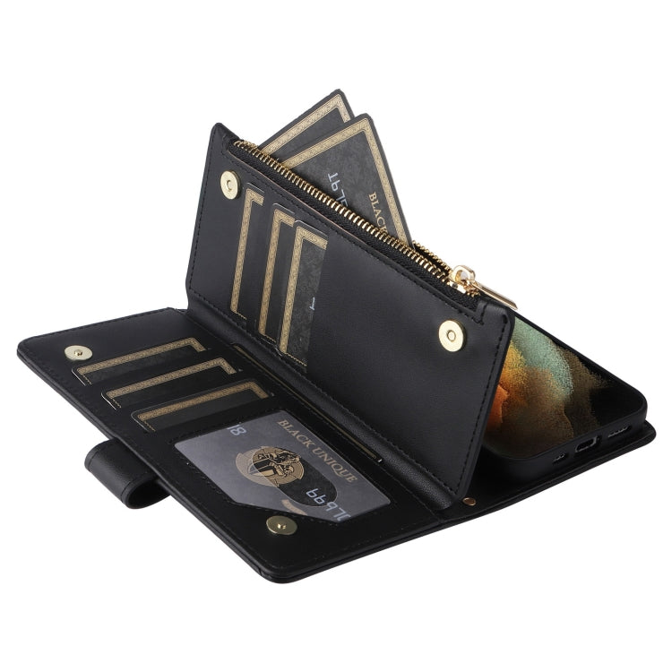 For Samsung Galaxy S21 Ultra 5G Crossbody Zipper Wallet Rhombus Leather Phone Case