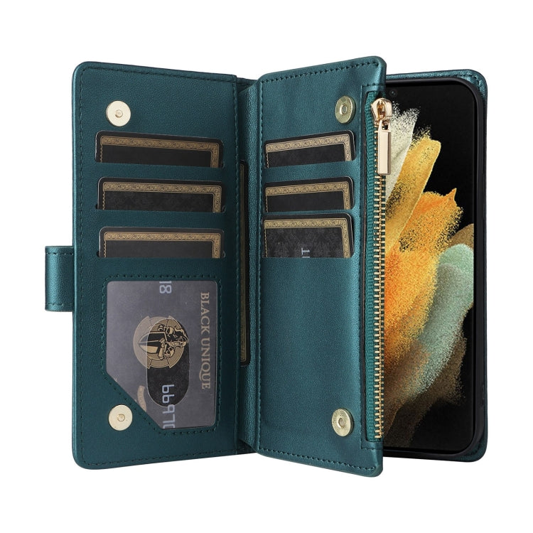 For Samsung Galaxy S21 Ultra 5G Crossbody Zipper Wallet Rhombus Leather Phone Case